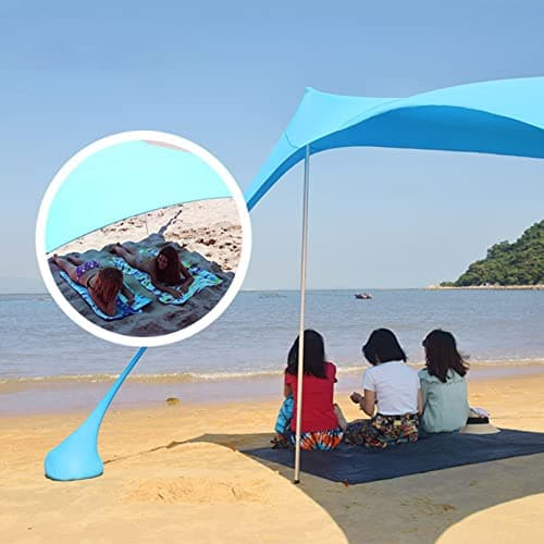 Beach Tent Sun Shelter, UPF50+ Beach Shelter Canopy with Sand Anchors, Stability Poles and Storage Bag, Portable Outdoor Family Sun Shade for Camping Trips, Fishing, Picnics, Backyard Fun, Easy Set Up — view 6