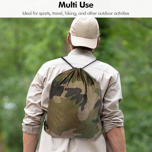 Lunhoo 6 Pack Camouflage Drawstring Bags, 42 x 34 cm, Camo Polyester Pack, Lightweight Drawstring Camping Bag for Gym, Travel, Sport, Party Gift Party Favors — view 6