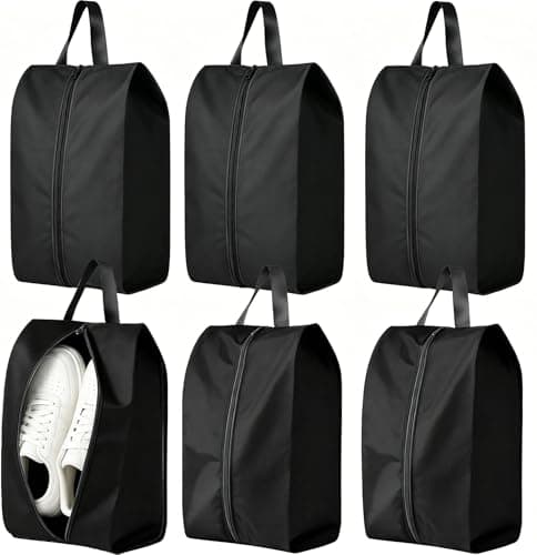 5 Pack Travel Shoe Bags – Large Oxford Fabric Shoe Pouches for Luggage, Dustproof Black Storage Organizer for Men Women Suitcases, Gym & Closet with Carry Handle & Smooth Zipper