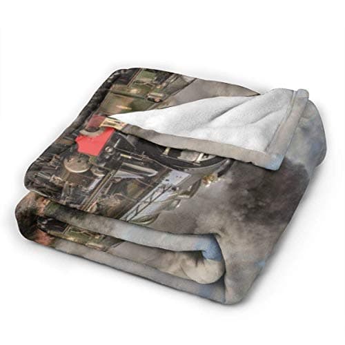 ujmki Throw Blanket, Cozy Fleece Blanket, Warm Super Soft Comfort Caring Gift for Children and Adult, 152cm x 127cm, Funny Steam Train — view 2