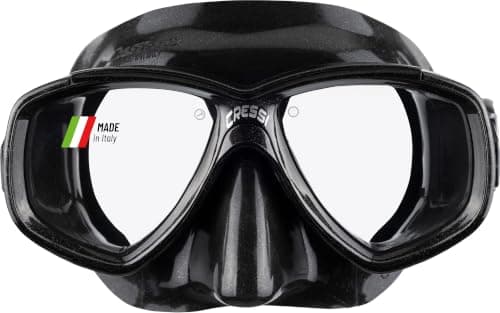 Cressi Perla Separate Glass Mask & Snorkel Set for Adults - Low-Volume Diving Mask - Dry-Top Snorkel Set - For Diving & Snorkelling - Black / Black - Single Perla Mask