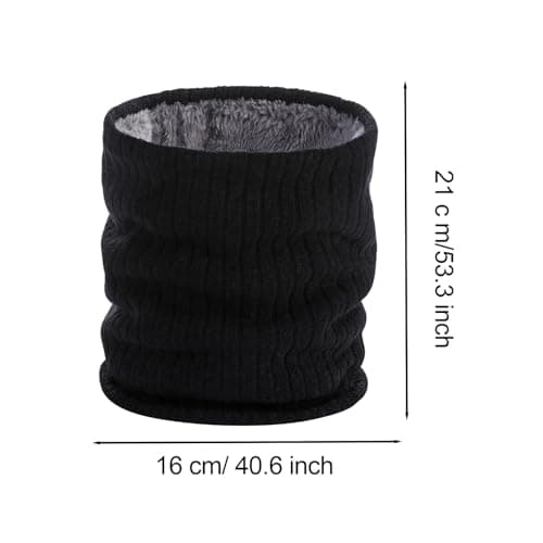 ATSNOSH 2 Pcs Neck Warmer for Men Women, Tube Scarf, Winter Windproof Thermal Fleece Neck Gaiters,Thermal Knitted Snood Scarf, for Motorcycle Running Cycling Ski (Black+Navy blue) — view 2