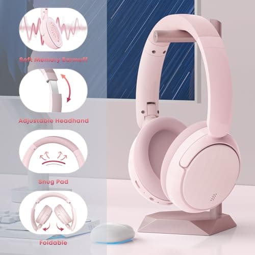 MMWOWARTS Bluetooth Headphones with Active Noise Cancelling (ANC), Wireless Over Ear Bluetooth Headsets with 35H Playtime, HiFi Stereo Foldable Headphones with Foam Ear Cups for Sports, Travel — view 5