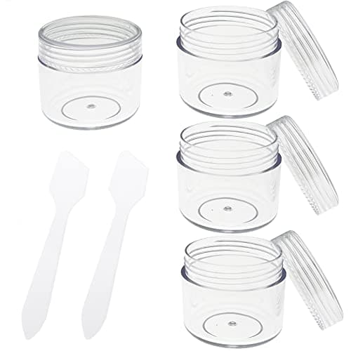 Small Plastic Containers with Lids 4PCS 20ml Wide Mouth Travel Pots for Toiletries Leakproof Sample Jars for Creams, Lotion, Cosmetics, Glitter Nail Art, Transparent