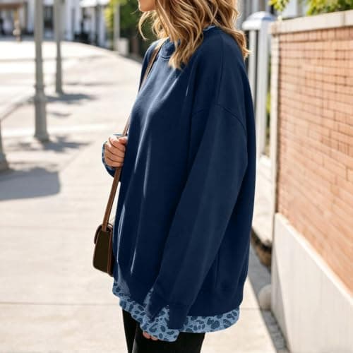 Ladies Chunky Knit Jumpers Knitted Long Tops to Wear with Leggings 2 in 1 — view 2