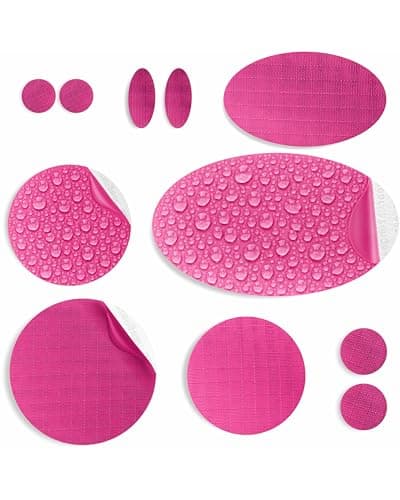 Stick-On Repair Patches for Jackets, Tents, 11 Pcs, Waterproof, Dark Pink