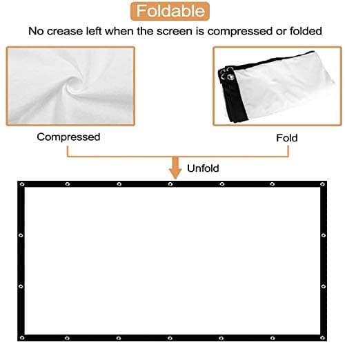 OWill Projector Screen 120 Inch 16:9 HD 4K, Portable Foldable Anti-Crease Movie Screen for Home Cinema Outdoor Garden Party, Support Double-Sided Projection & Easy Install with Hooks Ropes — view 5