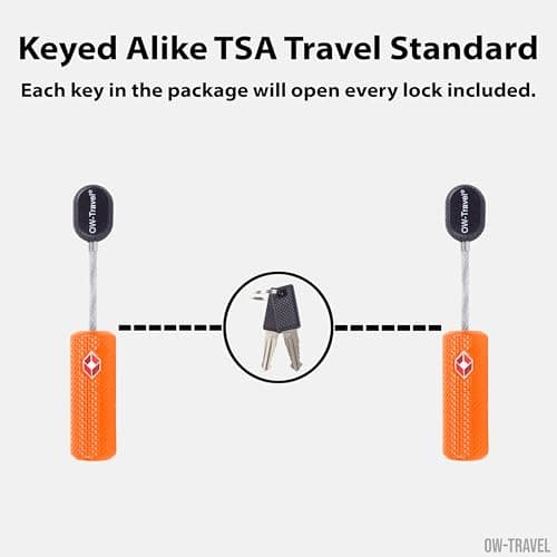 OW-Travel Suitcase Locks with Keys, TSA Approved Luggage Padlocks, Orange 2 — view 3
