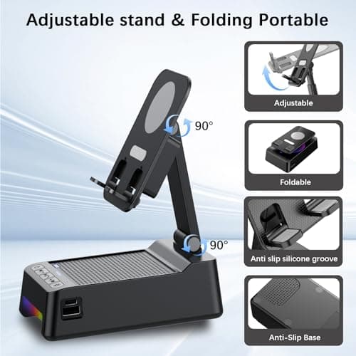 Gifts for Men Women, 5 in 1 Phone Stand with Inductive Bluetooth Speaker — view 5