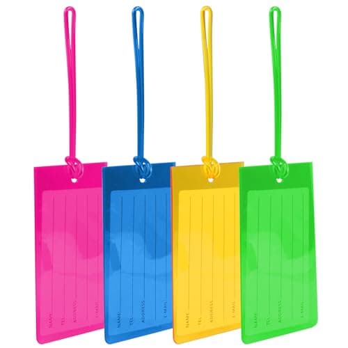 Luggage Tags, 4Pcs Baggage Labels, Suitcase ID Tag Set, Handbag Tag Labels Travel Accessories for Checked Luggage, Hand Luggage and Backpacks