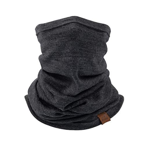 ACUSHLA Merino Wool Neck Gaiter, Ski Mask Neck Warmer Unisex, Dark Grey