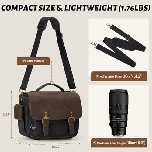 RAINSMORE Camera Bag, Small Camera Case for DSLR/SLR/Mirrorless — view 6