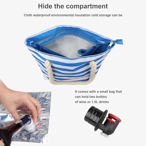 RZJZGZ Wine Tote with Drink Dispenser,Wine Cooler Bag Shoulder Bag,Blue — view 2