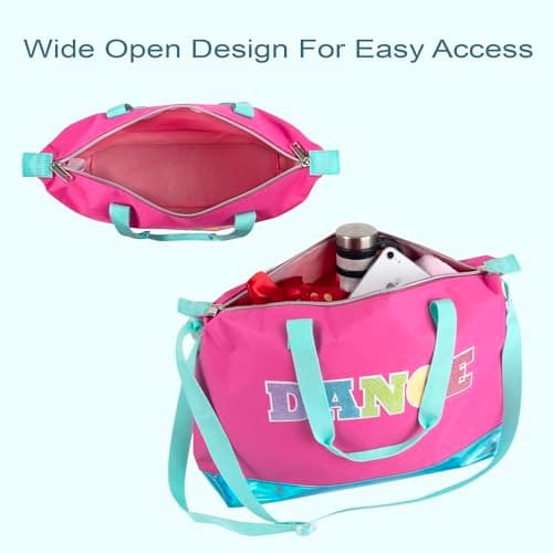Over The Shoulder Garment Dance Bags for Girls, Teen Dancers, Costumes, Boys | Holographic Glitter Dance Workout Bag for Kids, Competitions, Dance Pink & Blue, Casual — view 3