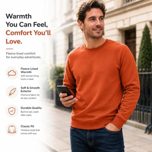QIANCOME Thermal Sweatshirt Mens-Casual Jumpers for Men UK Fleece Lined — view 2