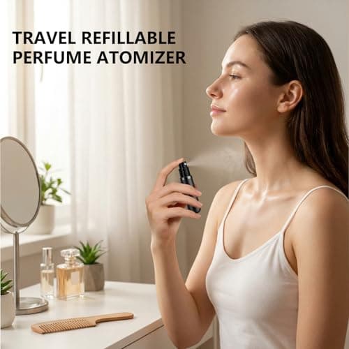 VINPAM Refillable Empty Perfume Atomiser 5ml, Travel Nano Mist Bottle, Leak Proof Bottom Pump, Fits Handbag Tote Pocket Suitcase, Stylish Mini for Women Men (pink) — view 4
