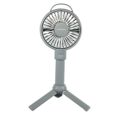 Schallen Rechargeable Battery USB Electric Handheld Portable Travel and Tripod Desk Table Small Mini Air Cooling Fan (Grey)