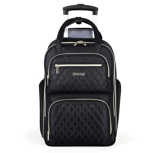 Ponhog Rolling Laptop Travel Backpack with Wheels for Women