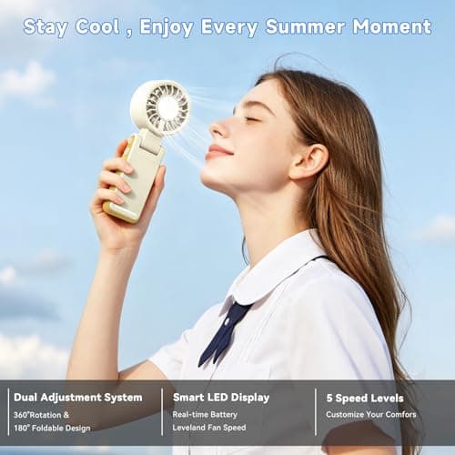 Handheld Portable Turbo Fan with Ice Cooling，Foldable Clip on fan(Khaki) — view 6
