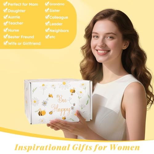 Bee Themed Gifts Set for Women - Funny Honeybee Gift Box Include 12 oz Bee Stainless Steel Tumbler with Straw & Brush Bee Cosmetic Bag Keychain Bookmark for Birthday Gifts — view 3