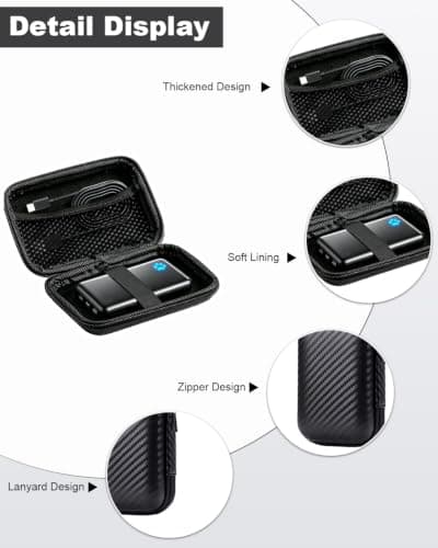 Powfix Hard EVA Case for INIU 45W Power Bank, Storage Bag Black — view 2