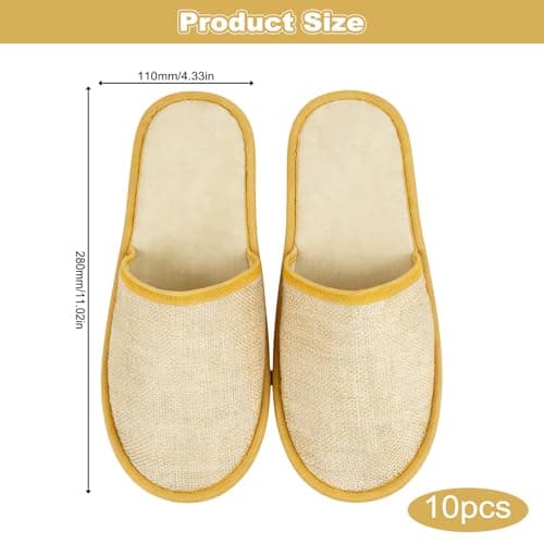 10 Pairs Hotel Slippers, Closed Toe White Spa Slipper, Universal-Yellow — view 4