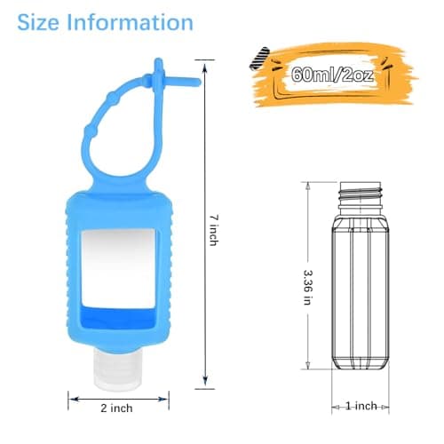 Mezeic 4 Pack Travel Bottles, Hand Sanitizer Empty Travel Size Bottle Refillable Liquid Containers Travel Keychain Bottles Portable Sanitizer Holder with Detachable Silicone Case — view 3