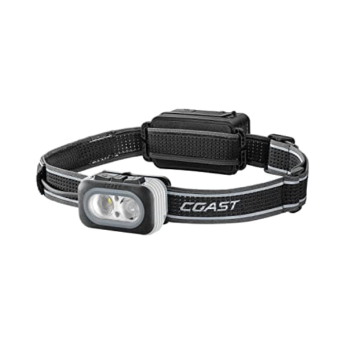 WIAONE Coast RL20R 1000 Lumen Tri-Color LED Rerchargeable Headlamp with Flood and Spot Beams, Variable Light Control, Fixed Focus, Ultra-Strap, Red/Green Modes