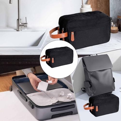 Toilet Ride Bag - Waterproof Double Layer , Compact Portable Storage Case, Smart Design with Handle Strap, Functional Kit for Caring for Shaving Accessories, Men's Cosmetics, black, see — view 3
