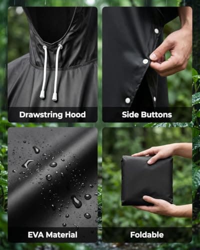 Victoper Poncho Rain Poncho Waterproof Adult Reusable EVA Hooded Rain Cover, Lightweight Waterproof Poncho For Festivals, Hiking, Camping, Travel, Ponchos Family Pack Style, One Size — view 5