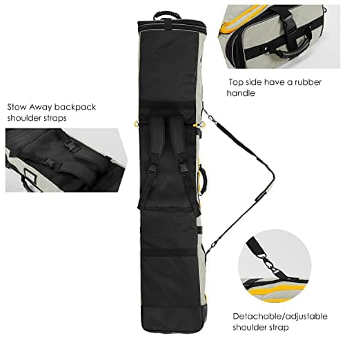 XCMAN Padded Snowboard Bag Adjustable Length 63-75In Padded Bag for Air Travel (Light Brown) — view 3
