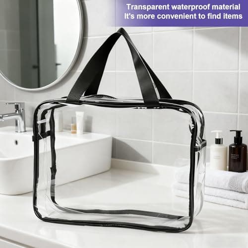 Clear Tote Bag,Waterproof PVC Toiletry Wash Bag with Handles & Zipper — view 5