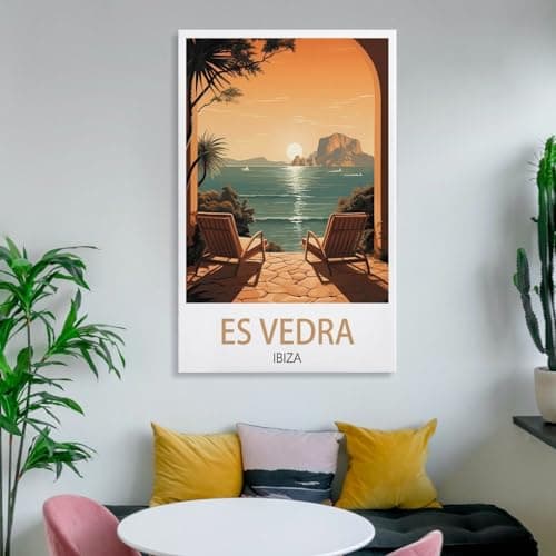 BaHeLs Es Vedra Ibiza Vintage Travel Posters Sunset 12x18inch(30x45cm) Canvas Wall Art Print Painting for Wall Decor Living Room Bedroom — view 6