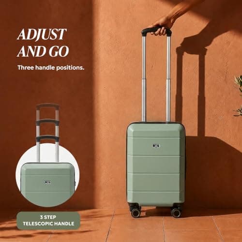 LUGG - Jetset 40cm Suitcase - 40x30x20cm- Ryanair Compatible - Underseat Size - Hard Shell ABS - Spinner & Removable Wheels - Lightweight Travel Luggage -Sage Green — view 5
