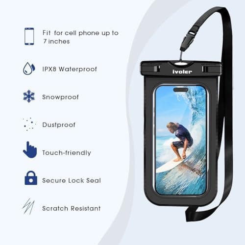 ivoler Waterproof Pouch Bag + Phone Case, Black — view 3