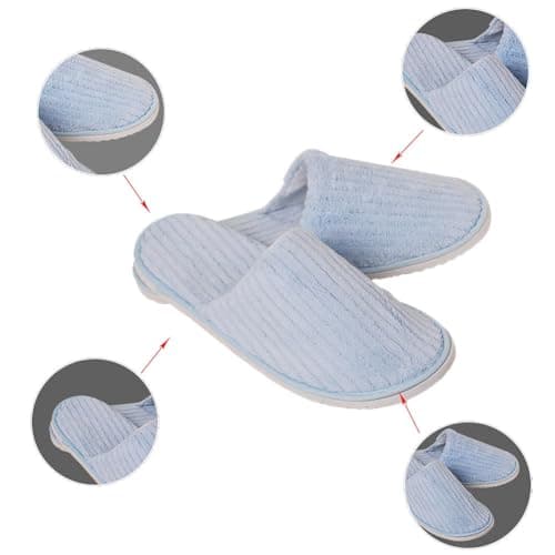 1/5 Pairs Closed Toe Coral Fleece Slippers, Non-slip Disposables Slippers, Closed Toe For Hotel Guest And Spa, Guest Multipacks Washable, Unisex Indoor House Floor Business Travel Trip Shoes — view 3