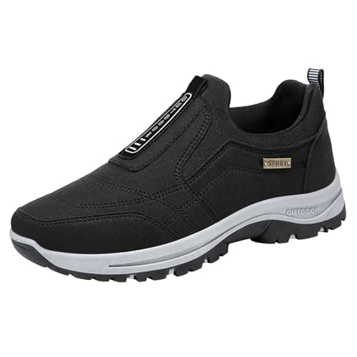 Hiking Shoes Mens Slip on Trainers Orthopedic Walking Shoes with Arch Support Lightweight Mesh Lining Hiking Shoe Wide Fit Outdoor Sneakers for Outdoor Trekking Camping Walking Black — view 5