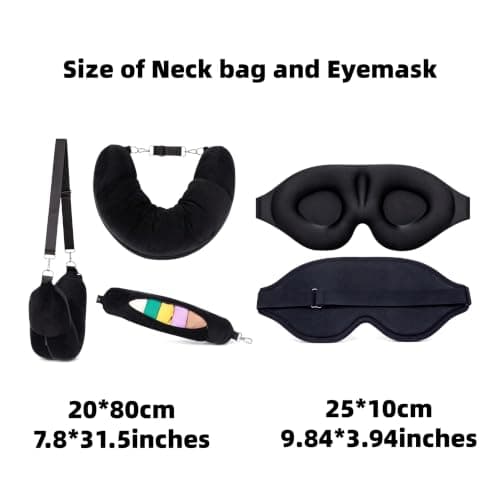 2-in-1 Storage Neck Bag and Stuffable Neck Pillow with Eye Mask for Travel — view 2