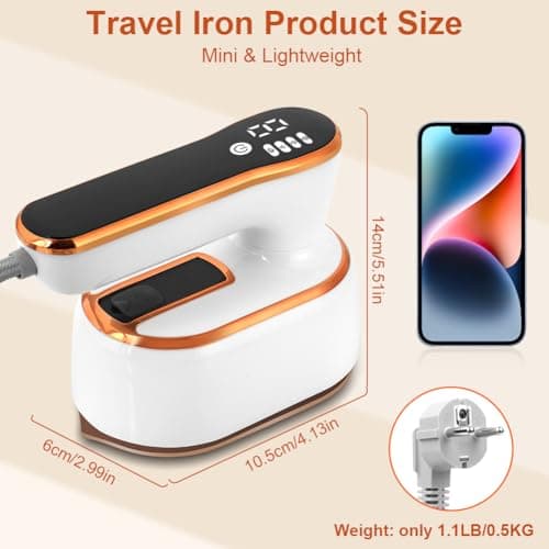 AUAUY Mini Iron, 1000W Travel Iron Steam, Compact Portable Steam Iron — view 2