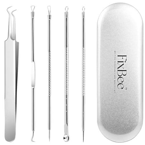 Blackhead Remover Tool - Pimple Popping Kit - Whiteheads, Acne Comedone Extractor, Milia Remover, Pimple Popper, Black Head Remove Tools Set with Face Blackhead Remover Tweezer - 5PC Spot Popping Kit