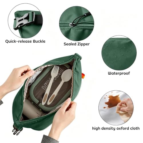 SUOXU Fashion Lunch Bags for Men Women- Reusable Insulated Leakproof Lunch Box Tote Bag, Cool Bags for Kids Girls Boys Adults,Thermal Cooler Bag for Work School Picnic Travel -8L (Green) — view 4