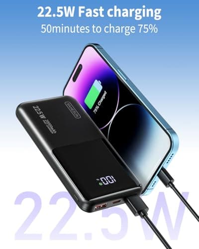 Portable Charger 20000mAh 22.5W Power Bank PD20W Fast Charging PD3.0 QC4.0 USB C Outputs & Inputs PowerBank With LCD Display For Smartphones, Smartwatches, Outdoor Equipment, etc. — view 2