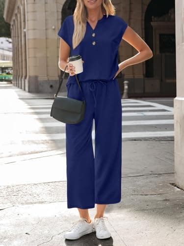 LILLUSORY Womens 2 Piece Lounge Gym Wear Sets Co Ord Tracksuits Navy M — view 2