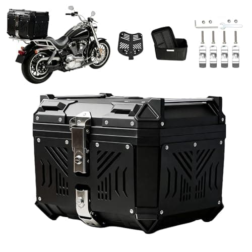 45L Motorcycle Top Case with Lock&Keys, Aluminium Alloy Motorcycle Tail Box