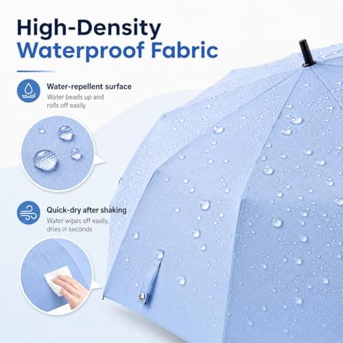 Exquisgoods 24K Sturdy Frame Windproof Umbrella Compact Automatic Travel Umbrella for Women & Men (Blue) — view 5