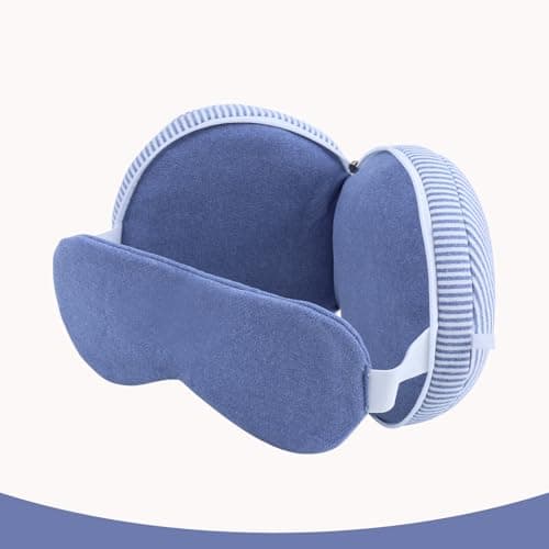 FACHOI Travel Pillow for Airplane, Travel Neck Pillows with Eye Mask, Round Plush Sleeping Pillows Travel Essential Flight Pillows for Sleeping Airplane F4-YZJZ — view 4