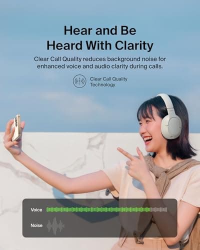 Belkin SoundForm Surround Bluetooth Over-Ear Headphones, Environmental Noise Cancelling Headphones, Wireless with 60H Playtime and Soft Ear Cups for iPhone, Galaxy, iPad, Travel, Home or Office, Sand — view 3
