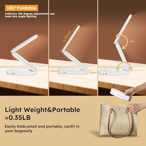 Overcomo Small LED Rechargeable Portable Foldable Cordless Desk Table Lamp — view 5