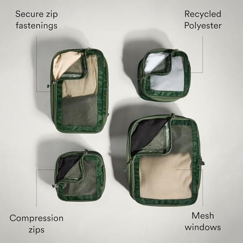 ANTLER - Compression Packing Cubes, Set of 4 Essential Packing Cubes for Suitcases and Backpacks - Holiday, Travel & Accessories Organiser, Easy Clothes and Shoe Storage - Antler Green — view 4