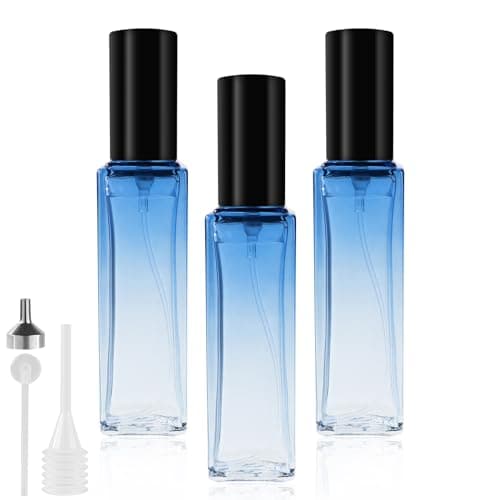 LOPHE Perfume Atomiser Refillable, Mini Perfume Refill Bottles, Empty Clear Glass Perfume Atomiser Spray Bottles, Portable Atomiser with Fine Mist for Daily Business Trips, 20 ml 3 Pcs Gradient Blue
